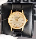 Swiss Grade Vacheron Constantin Traditionnelle Ultra-Thin 33mm Watch Iced Out Gold Case